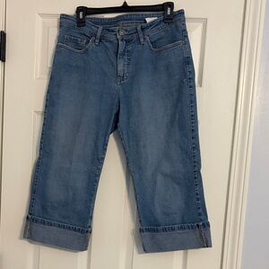 Lee Women's Cropped Cuffed Jeans in Blue Denim